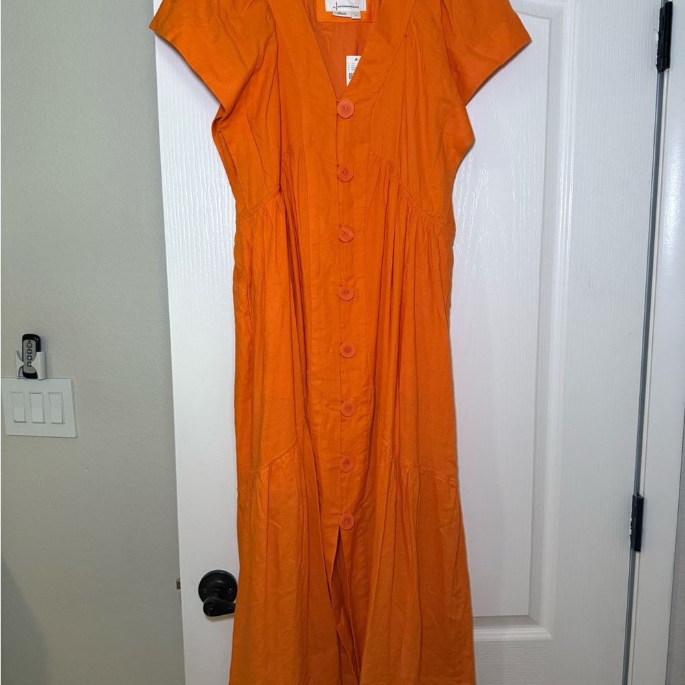 Anthropologie Orange Flutter Sleeve Sundress